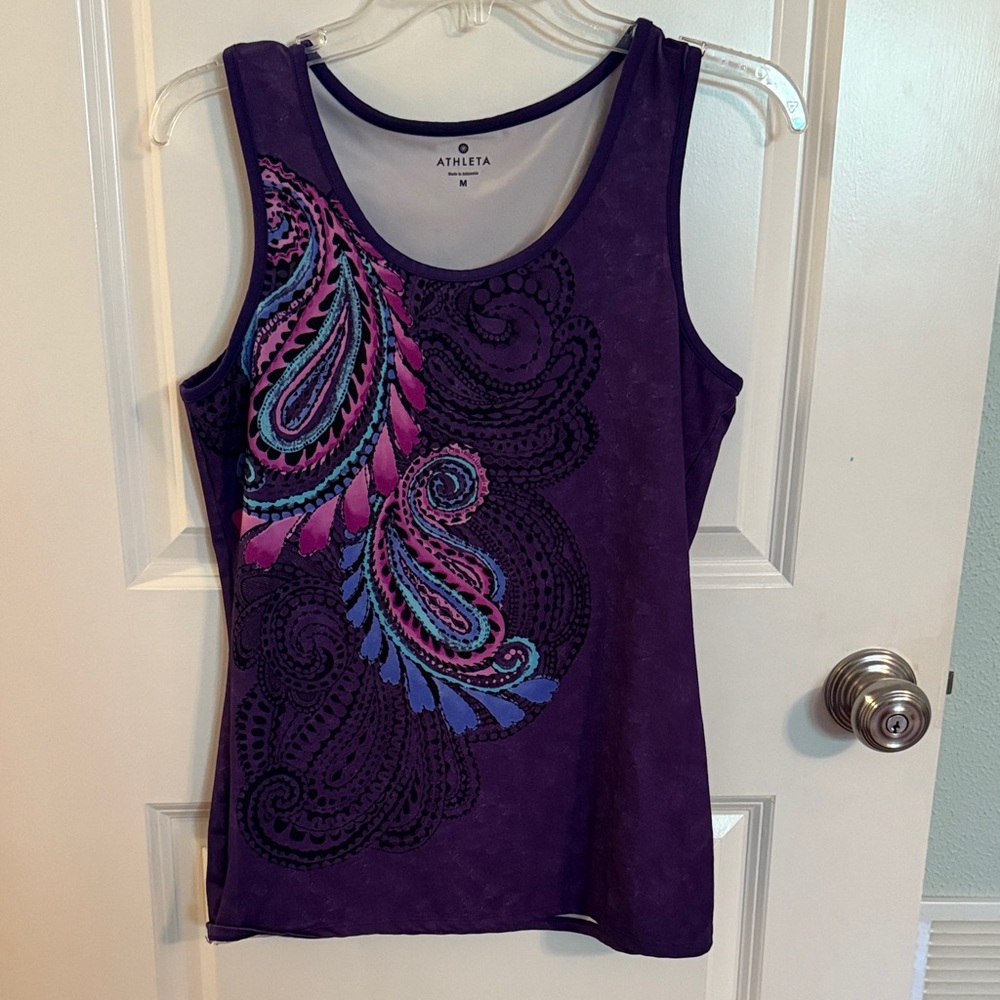Athleta Purple Tank Top with Paisley Design
